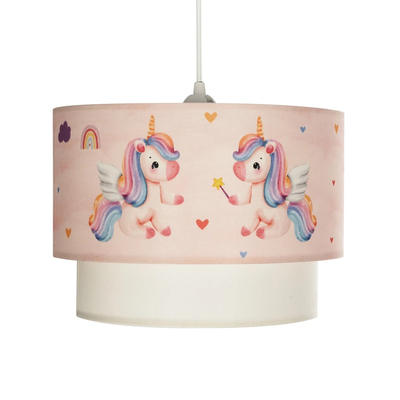 GLOBOSTAR® PONY 204-0016 Παιδικό Κρεμαστό Φωτιστικό Οροφής με Ντουί 1 x E27 AC 220-240V IP20 - Ροζ - Μ30 x Π30 x Υ24cm