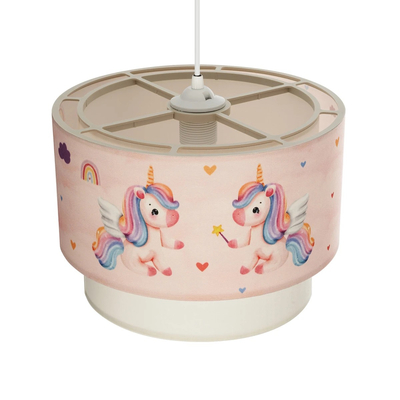 GLOBOSTAR® PONY 204-0016 Παιδικό Κρεμαστό Φωτιστικό Οροφής με Ντουί 1 x E27 AC 220-240V IP20 - Ροζ - Μ30 x Π30 x Υ24cm