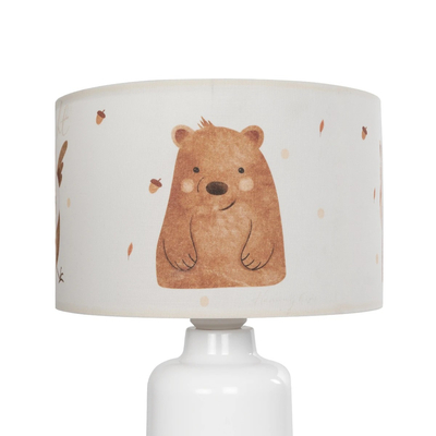 GloboStar® OWL 204-0024 Παιδικό Eπιτραπέζιο Φωτιστικό Πορτατίφ Μονόφωτο 1 x E27 IP20 Πολύχρωμο Ύφασμα με Λευκό Πλαστικό - Μ24 x Π24 x Υ32cm