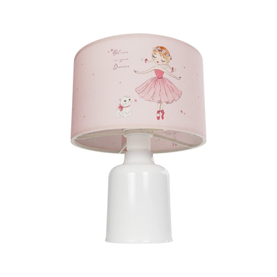 GloboStar® BALLERINA 204-0029 Παιδικό Eπιτραπέζιο Φωτιστικό Πορτατίφ Μονόφωτο 1 x E27 IP20 Πολύχρωμο Ύφασμα με Λευκό Πλαστικό - Μ24 x Π24 x Υ32cm