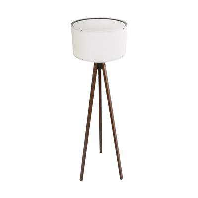 GloboStar® SAGA 204-0031 Μοντέρνο Eπιδαπέδιο Φωτιστικό Μονόφωτο 1 x E27 IP20 Καφέ Ξύλο με Μπεζ Ύφασμα - Μ38 x Π38 x Υ140cm