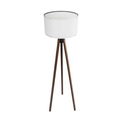 GloboStar® SAGA 204-0032 Μοντέρνο Eπιδαπέδιο Φωτιστικό Μονόφωτο 1 x E27 IP20 Καφέ Ξύλο με Λευκό Ύφασμα - Μ38 x Π38 x Υ140cm