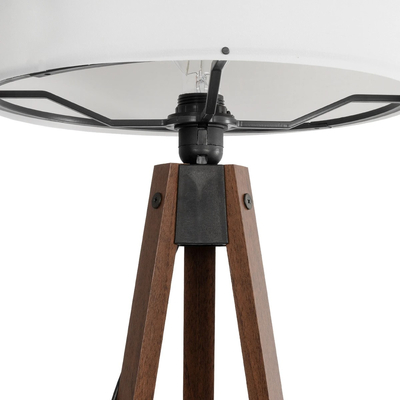 GloboStar® SAGA 204-0032 Μοντέρνο Eπιδαπέδιο Φωτιστικό Μονόφωτο 1 x E27 IP20 Καφέ Ξύλο με Λευκό Ύφασμα - Μ38 x Π38 x Υ140cm