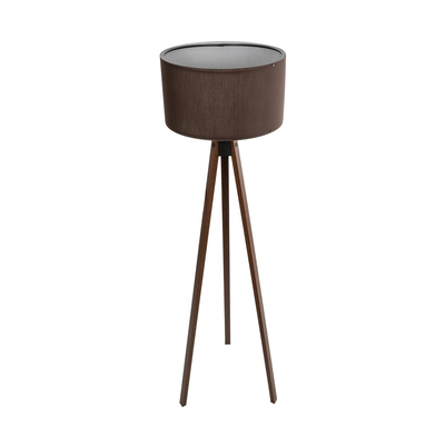 GloboStar® SAGA 204-0034 Μοντέρνο Eπιδαπέδιο Φωτιστικό Μονόφωτο 1 x E27 IP20 Καφέ Ξύλο με Καφέ Ύφασμα - Μ38 x Π38 x Υ140cm