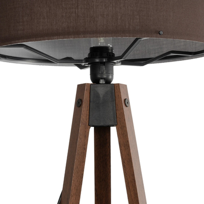 GloboStar® SAGA 204-0034 Μοντέρνο Eπιδαπέδιο Φωτιστικό Μονόφωτο 1 x E27 IP20 Καφέ Ξύλο με Καφέ Ύφασμα - Μ38 x Π38 x Υ140cm