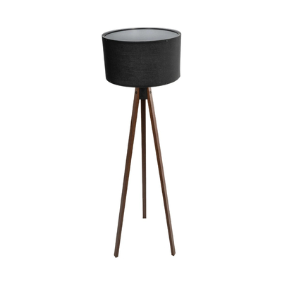 GloboStar® SAGA 204-0038 Μοντέρνο Eπιδαπέδιο Φωτιστικό Μονόφωτο 1 x E27 IP20 Καφέ Ξύλο με Μαύρο Ύφασμα - Μ38 x Π38 x Υ140cm