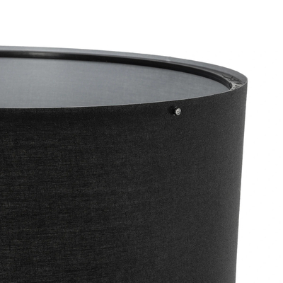 GloboStar® SAGA 204-0038 Μοντέρνο Eπιδαπέδιο Φωτιστικό Μονόφωτο 1 x E27 IP20 Καφέ Ξύλο με Μαύρο Ύφασμα - Μ38 x Π38 x Υ140cm