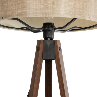 GloboStar® SAGA 204-0040 Μοντέρνο Eπιδαπέδιο Φωτιστικό Μονόφωτο 1 x E27 IP20 Καφέ Ξύλο με Μπεζ Ύφασμα - Μ38 x Π38 x Υ140cm