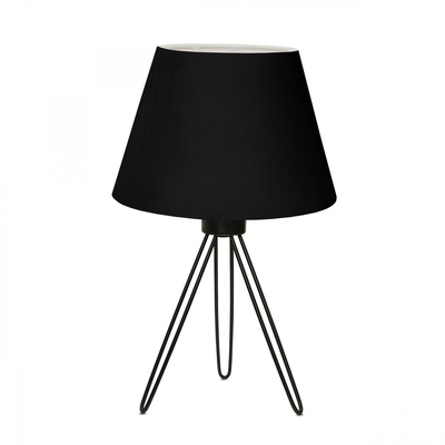 GloboStar® TRIP 204-0086 Μοντέρνο Eπιτραπέζιο Φωτιστικό Πορτατίφ Μονόφωτο 1 x E27 IP20 Μαύρο Μέταλλο με Μαύρο Ύφασμα - Μ22 x Π22 x Υ33cm
