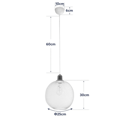 GLOBOSTAR® WIRE 203-0005 Μοντέρνο Κρεμαστό Φωτιστικό Οροφής με Ντουί 1 x E27 AC 220-240V IP20 - Λευκό & Χρυσό - Μ25 x Π25 x Υ30cm