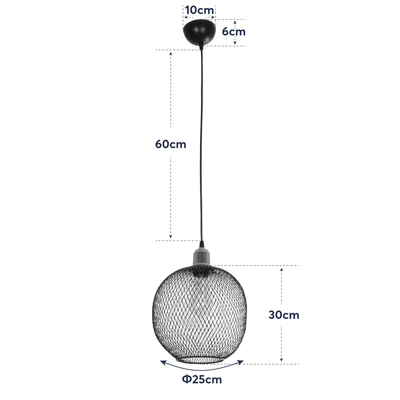 GLOBOSTAR® WIRE 203-0004 Μοντέρνο Κρεμαστό Φωτιστικό Οροφής με Ντουί 1 x E27 AC 220-240V IP20 - Μαύρο & Χάλκινο - Μ25 x Π25 x Υ30cm