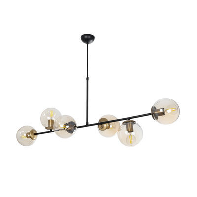 GLOBOSTAR® LATTICE 203-0017 Μοντέρνο Φωτιστικό Οροφής με Ντουί 6 x E27 AC 220-240V IP20 - Μαύρο & Μπρούτζινο - Μ120 x Π32 x Υ32cm