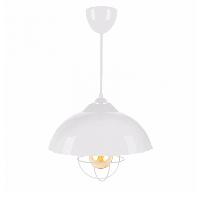 GLOBOSTAR® INDUSTRY 204-0111 Μοντέρνο Κρεμαστό Φωτιστικό Οροφής με Ντουί 1 x E27 AC 220-240V IP20 - Λευκό - Μ30 x Π30 x Υ25cm