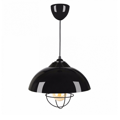 GLOBOSTAR® INDUSTRY 204-0110 Μοντέρνο Κρεμαστό Φωτιστικό Οροφής με Ντουί 1 x E27 AC 220-240V IP20 - Μαύρο - Μ30 x Π30 x Υ25cm