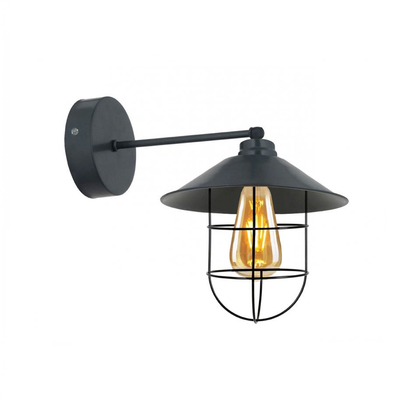 GLOBOSTAR® CAT 204-0116 Μοντέρνο Φωτιστικό Τοίχου - Απλίκα με Ντουί 1 x E27 AC 220-240V IP20 - Μαύρο - Μ23 x Π23 x Υ27cm