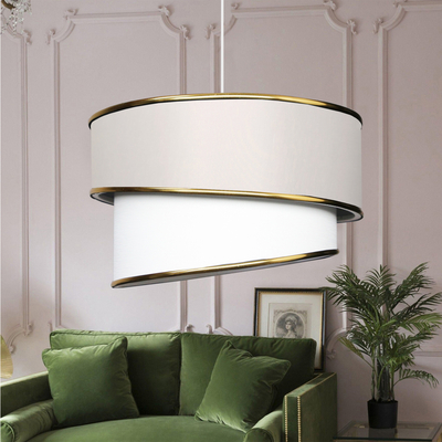 GLOBOSTAR® CYCLOP 204-0102 Μοντέρνο Κρεμαστό Φωτιστικό Οροφής με Ντουί 1 x E27 AC 220-240V IP20 - Μπεζ & Λευκό - Μ30 x Π30 x Υ24cm