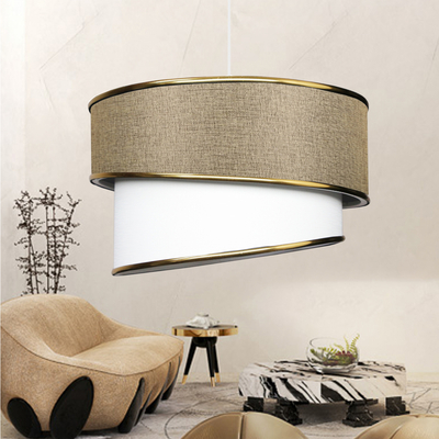 GLOBOSTAR® CYCLOP 204-0104 Μοντέρνο Κρεμαστό Φωτιστικό Οροφής με Ντουί 1 x E27 AC 220-240V IP20 - Μπεζ & Λευκό - Μ30 x Π30 x Υ24cm