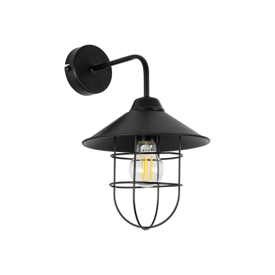 GLOBOSTAR® CAGE 203-0096 Vintage Φωτιστικό Τοίχου - Απλίκα με Ντουί 1 x E27 AC 220-240V IP20 - Μαύρο - M22 x Π28 x Υ35cm