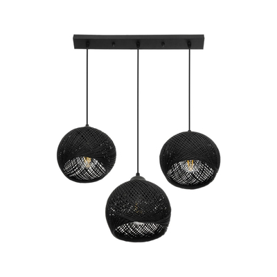 GLOBOSTAR® YASAM 203-0026 Vintage Κρεμαστό Φωτιστικό Οροφής με Ντουί 3 x E27 AC 220-240V IP20 - Μαύρο - Μ45 x Π18 x Υ30cm