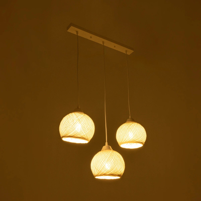 GLOBOSTAR® YASAM 203-0027 Vintage Κρεμαστό Φωτιστικό Οροφής με Ντουί 3 x E27 AC 220-240V IP20 - Λευκό - Μ45 x Π18 x Υ30cm