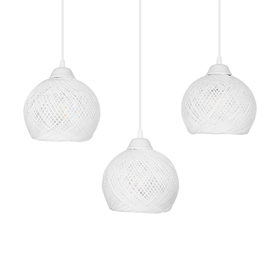 GLOBOSTAR® YASAM 203-0027 Vintage Κρεμαστό Φωτιστικό Οροφής με Ντουί 3 x E27 AC 220-240V IP20 - Λευκό - Μ45 x Π18 x Υ30cm