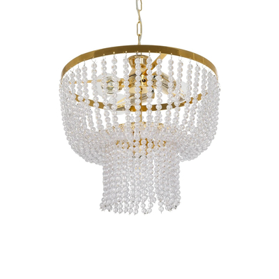 GLOBOSTAR® CRYSTAL 203-0028 Κλασικό Κρεμαστό Φωτιστικό Οροφής με Ντουί 3 x E27 AC 220-240V IP20 - Χρυσό & Διάφανο - Μ41 x Π41 x Υ40cm