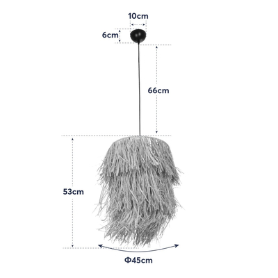 GLOBOSTAR® WEG 203-0036 Boho Κρεμαστό Φωτιστικό Οροφής με Ντουί 1 x E27 AC 220-240V IP20 - Μπεζ - M45 x Π45 x Υ53cm