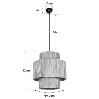 GLOBOSTAR® SALTO 203-0037 Boho Κρεμαστό Φωτιστικό Οροφής με Ντουί 1 x E27 AC 220-240V IP20 - Μπεζ - M40 x Π40 x Υ42cm