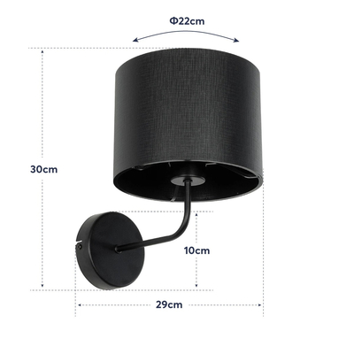 GLOBOSTAR® RALPH 203-0038 Vintage Φωτιστικό Τοίχου - Απλίκα με Ντουί 1 x E27 AC 220-240V IP20 - Μαύρο - Μ22 x Π29 x Υ30cm