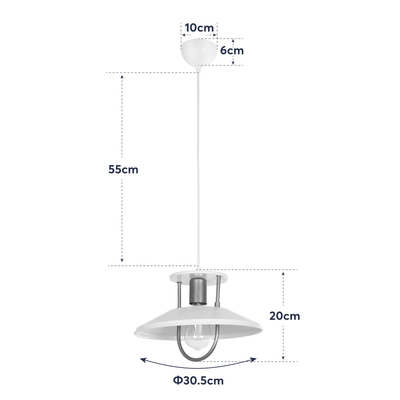 GLOBOSTAR® BILLA 203-0041 Vintage Κρεμαστό Φωτιστικό Οροφής με Ντουί 1 x E27 AC 220-240V IP20 - Λευκό & Χρυσό - M30.5 x Π30.5 x Υ20cm