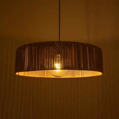 GLOBOSTAR® KYCLOS 203-0044 Boho Κρεμαστό Φωτιστικό Οροφής με Ντουί 1 x E27 AC 220-240V IP20 - Μπεζ - M55 x Π55 x Υ20cm