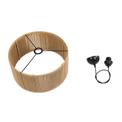 GLOBOSTAR® KYCLOS 203-0049 Boho Κρεμαστό Φωτιστικό Οροφής με Ντουί 1 x E27 AC 220-240V IP20 - Μπεζ - M40 x Π40 x Υ25.5cm