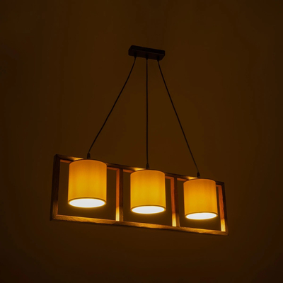 GLOBOSTAR® CUP 203-0051 Vintage Κρεμαστό Φωτιστικό Οροφής με Ντουί 3 x E27 AC 220-240V IP20 - Μπεζ & Λευκό - Μ80 x Π14 x Υ24cm