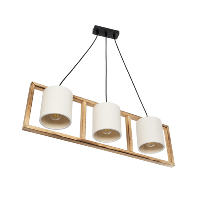 GLOBOSTAR® CUP 203-0051 Vintage Κρεμαστό Φωτιστικό Οροφής με Ντουί 3 x E27 AC 220-240V IP20 - Μπεζ & Λευκό - Μ80 x Π14 x Υ24cm