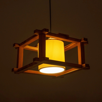 GLOBOSTAR® CUP 203-0053 Vintage Κρεμαστό Φωτιστικό Οροφής με Ντουί 1 x E27 AC 220-240V IP20 - Μπεζ & Λευκό - Μ32 x Π32 x Υ20cm