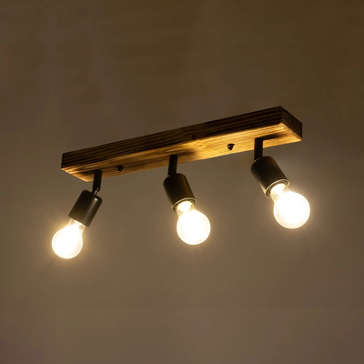 GLOBOSTAR® CUP 203-0061 Vintage Φωτιστικό Οροφής με Ντουί 3 x E27 AC 220-240V IP20 - Μαύρο & Μπέζ - Μ50 x Π8 x Υ15cm