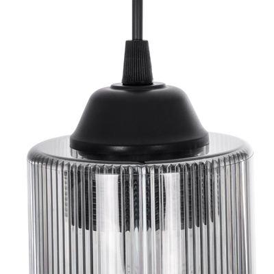 GLOBOSTAR® TORUS 203-0063 Μοντέρνο Κρεμαστό Φωτιστικό Οροφής με Ντουί 1 x E27 AC 220-240V IP20 - Μαύρο & Μαύρο Φιμέ - Μ10.5 x Π10.5 x Υ18.5cm