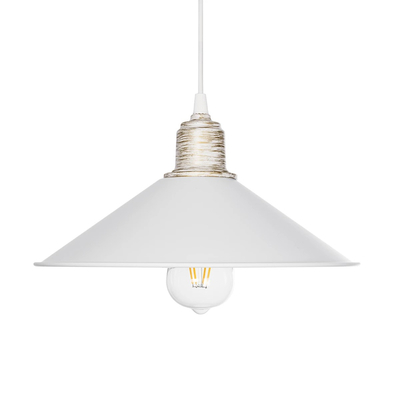 GLOBOSTAR® FERRO 203-0083 Μοντέρνο Κρεμαστό Φωτιστικό Οροφής με Ντουί 1 x E27 AC 220-240V IP20 - Λευκό & Χρυσό - Μ30 x Π30 x Υ15cm