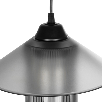 GLOBOSTAR® PROMO 203-0089 Μοντέρνο Κρεμαστό Φωτιστικό Οροφής με Ντουί 1 x E27 AC 220-240V IP20 - Μαύρο & Μαύρο Φιμέ - Μ25.5 x Π25.5 x Υ20cm