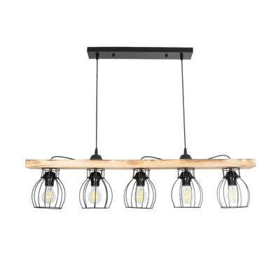 GLOBOSTAR® BARISTA 203-0095 Vintage Κρεμαστό Φωτιστικό Οροφής με Ντουί 5 x E27 AC 220-240V IP20 - Μπεζ & Μαύρο - Μ100 x Π14.5 x Υ26cm