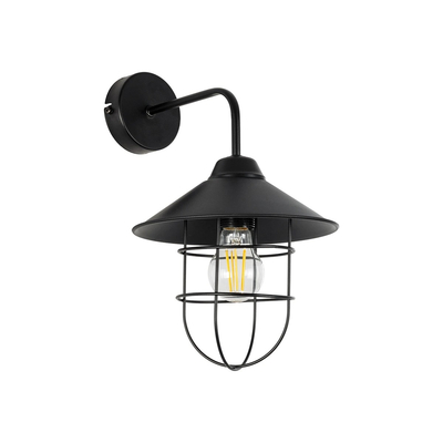 GLOBOSTAR® CAGE 203-0096 Vintage Φωτιστικό Τοίχου - Απλίκα με Ντουί 1 x E27 AC 220-240V IP20 - Μαύρο - M22 x Π28 x Υ35cm