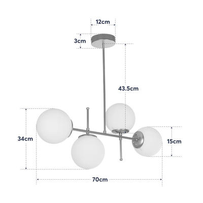GLOBOSTAR® GLOBUS 203-0105 Μοντέρνο Φωτιστικό Οροφής με Ντουί 4 x E27 AC 220-240V IP20 - Λευκό & Χρυσό - Μ70 x Π15 x Υ34cm