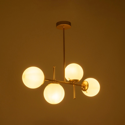 GLOBOSTAR® GLOBUS 203-0105 Μοντέρνο Φωτιστικό Οροφής με Ντουί 4 x E27 AC 220-240V IP20 - Λευκό & Χρυσό - Μ70 x Π15 x Υ34cm