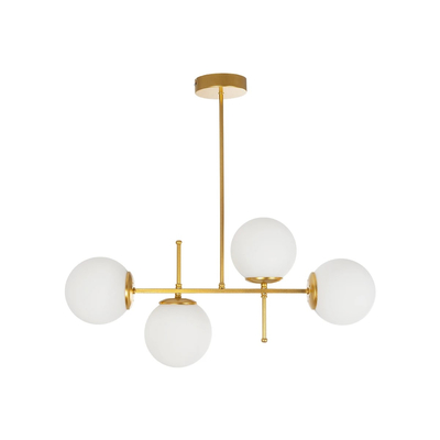 GLOBOSTAR® GLOBUS 203-0105 Μοντέρνο Φωτιστικό Οροφής με Ντουί 4 x E27 AC 220-240V IP20 - Λευκό & Χρυσό - Μ70 x Π15 x Υ34cm