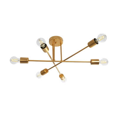 GLOBOSTAR® SPIDI 203-0114 Μοντέρνο Φωτιστικό Οροφής με Ντουί 6 x E27 AC 220-240V IP20 - Χρυσό - Μ61 x Π61 x Υ25cm