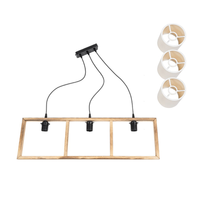 GLOBOSTAR® CUP 203-0051 Vintage Κρεμαστό Φωτιστικό Οροφής με Ντουί 3 x E27 AC 220-240V IP20 - Μπεζ & Λευκό - Μ80 x Π14 x Υ24cm