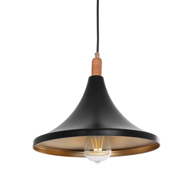 GLOBOSTAR® BELFRY 203-0077 Μοντέρνο Κρεμαστό Φωτιστικό Οροφής με Ντουί 1 x E27 AC 220-240V IP20 - Μαύρο & Χρυσό - Μ29.5 x Π29.5 x Υ22cm