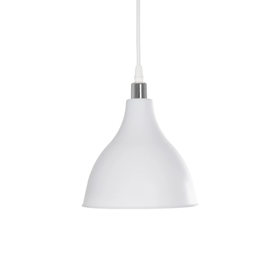 GLOBOSTAR® RADE 203-0126 Μοντέρνο Κρεμαστό Φωτιστικό Οροφής με Ντουί 1 x E27 AC 220-240V IP20 - Λευκό & Ασημί - Μ18.5 x Π18.5 x Υ23cm