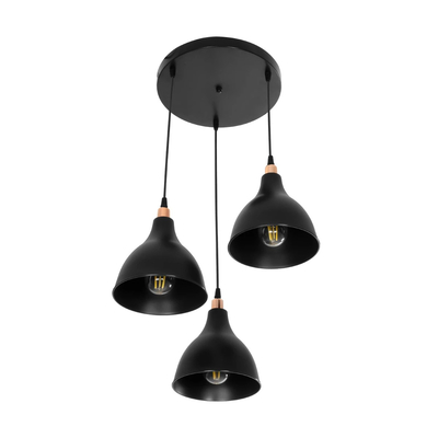 GLOBOSTAR® RADE 203-0127 Μοντέρνο Κρεμαστό Φωτιστικό Οροφής με Ντουί 3 x E27 AC 220-240V IP20 - Μαύρο & Χάλκινο - Μ40 x Π40 x Υ40cm