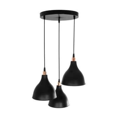 GLOBOSTAR® RADE 203-0127 Μοντέρνο Κρεμαστό Φωτιστικό Οροφής με Ντουί 3 x E27 AC 220-240V IP20 - Μαύρο & Χάλκινο - Μ40 x Π40 x Υ40cm